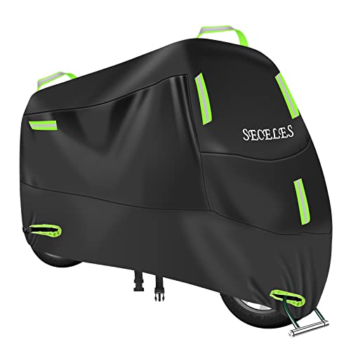 SECELES 300D Motorcycle Cover Heavy Duty - color: Green, size: XXL (86" x 37" x 50")