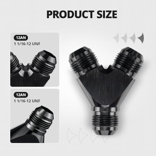 EVIL ENERGY 12AN Y Block Flare Fitting Adapter Union Splitter Black - size: 3 x 12AN