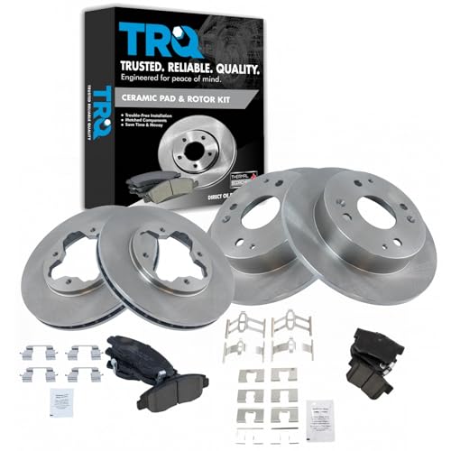 TRQ Front and Rear Ceramic Brake Pad and Rotor Set - style: BKA11250