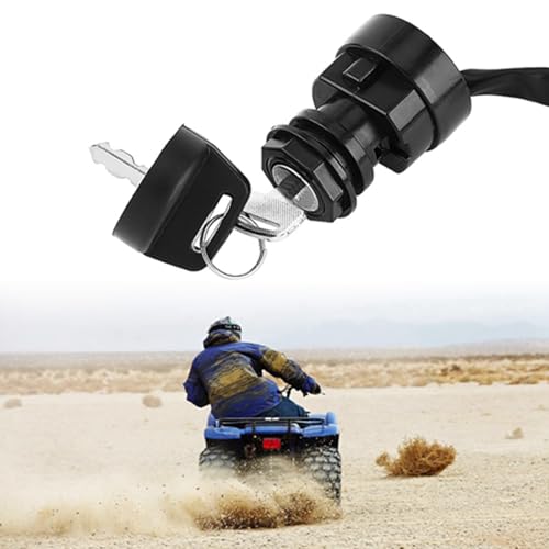 Motorcycle Ignition Switch Kit, 2Pin 2 Wires Ignition Switch with 2Pcs Matching Keys, Plastic ATV Ignition Key Switch Compatible with YFM 350, 660R, 700R, 350X, Black
