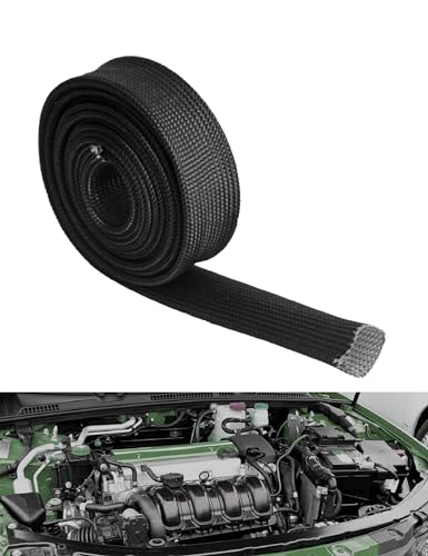 Fuel Line Heat Shield Wire Heat Shield Heat Shield Sleeve Auto Hose Spark Plug Wire Heat Shield diesel heater exhaust sleeve 2500 Degree for Car&Auto Wire Loom Brake Cable (3/4"IDX10',Black) - color: Black, size: 3/4" IDX10'