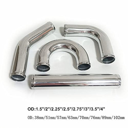 3.5" OD 90 Degree Aluminum Elbow Pipe with Beaded Ends - color: Polished Silver 90 Degree, size: OD 3.5"-89mm
