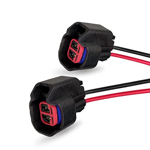 2 PCS EV6 EV14 Injector Connector with Wire, Standard Motor Products Fuel Injector Connector, Compatible with most vehicles (Black)