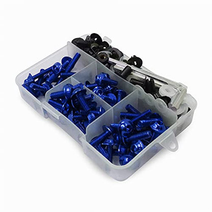 Worldmotop Fairing Bolt Kit Screws Fasteners Universal Compatible with Yamaha Honda Kawasaki Suzuki BMW,Fairing Bolt Kits Metric Bolts and Nuts Kit(Blue) - color: blue