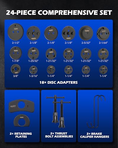 OMT 24pc Brake Caliper Compression Tool with Adapters & Hangers, Blackened - color: Black