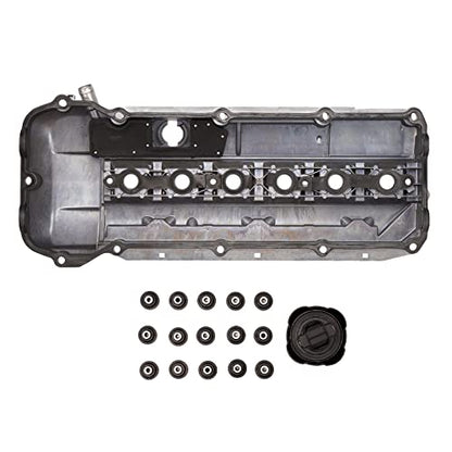 Aluminum Valve Cover Replacement for BMW 323i 323Ci 325i 325Ci 328i 328Ci 330i 330Ci 330Xi 525i 528i 530i X5 Z3 M52 M54 2.5L 2.8L 3.0L (with Gasket & Bolts) 11121432928 - size: 11121432928