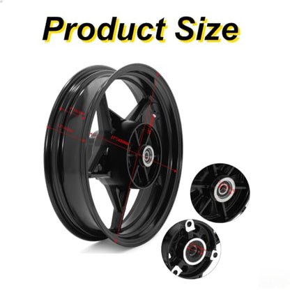 17"x4" Rear Wheel Rim for Kawasaki Ninja 400 18-24 Z400 19-23 - color: Black, size: Ninja 400 2018-2024 Z400 2019-2023