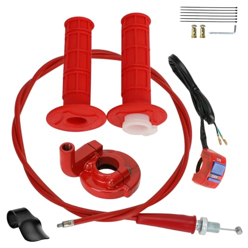 HIAORS 7/8" Mini Bike Throttle Cable Kit Assembly Compatible with Predator 212cc 196cc Coleman CT200U CT200U-EX BT200X CC100X Baja Warrior MB200 DB30 Motovox SSR Apollo CRF50 Pit Dirt Bike Parts (Red) - color: Red