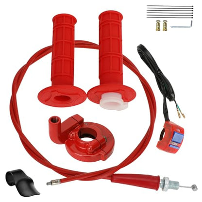 HIAORS 7/8" Mini Bike Throttle Cable Kit Assembly Compatible with Predator 212cc 196cc Coleman CT200U CT200U-EX BT200X CC100X Baja Warrior MB200 DB30 Motovox SSR Apollo CRF50 Pit Dirt Bike Parts (Red) - color: Red