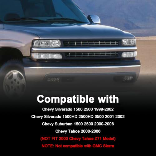 G-PLUS Headlights Compatible with Chevy Silverado 1999 2000 2001 2002 - size: [Clear] 1999-2002 Silverado