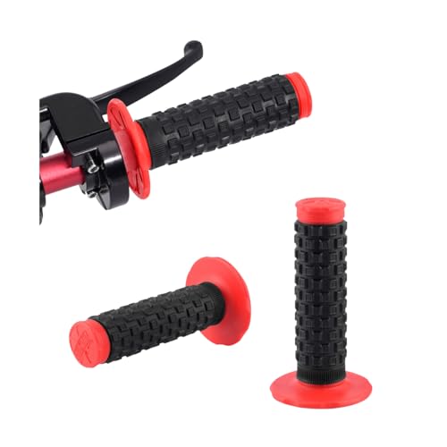 Bittwee 2PCS Motorcycle Hand Grip, 7/8'' 22mm 24mm Left Right Rubber Motorbike Pillow Thruster Grips, Anti-Slip Racing Handlebar Grips, Universal for Motocross Scooter Dirt Bike (Red/Black) - color: Red/Black