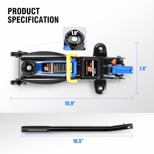 DNA Motoring Low Profile Hydraulic Trolley Service/Floor Jack, 2 Ton (4000 lbs) Capacity, Lifting Range 5.1"-13", Blue, TOOLS-00474 - color: Blue, style: 2 ton