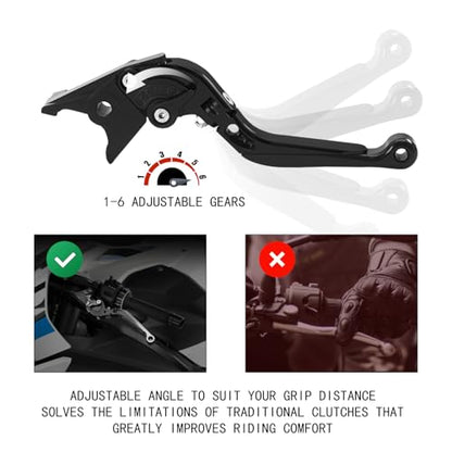 MFGZD for R1 Black Motorcycle Brake Clutch Levers Foldable Extendable Long - style: R1 Black