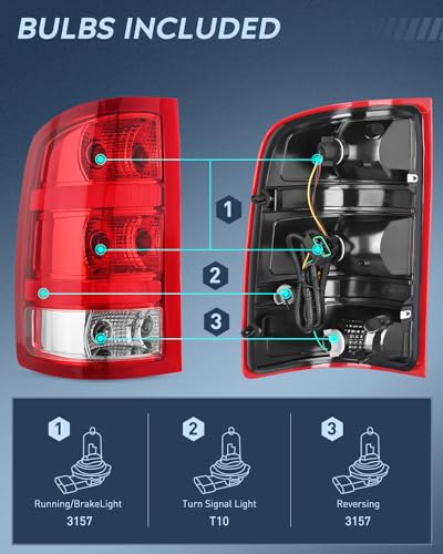 Nilight Headlight and Taillight Combo for 2007-2013 GMC Sierra 1500 - color: Chrome Housing + Clear Reflector w/Tailight