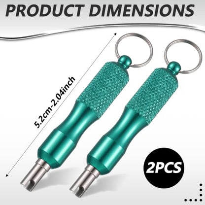 2 PCS Valve Core Removal Tool Keychain Stainless Steel Tire Valve Stem Tool - color: Green