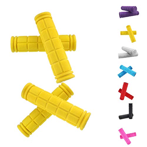 Bike Handlebar Grips, Non-Slip Rubber Bicycle Handle Bar Wraps for Kids Bikes(7 Colors) - color: Yellow
