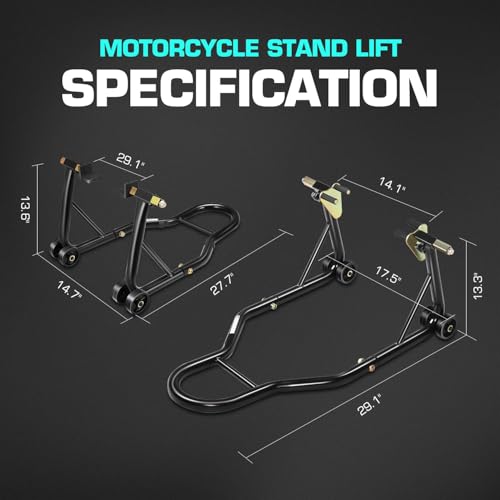 DNA Motoring Motorcycle Stand Lift Universal Paddock Lift Stand 880 Capacity Front Wheel Fork Stand Rear Wheel Swingarm Spool Stand for Suzuki Yamaha BMW Kawasaki Honda TOOLS-00778 - style: Wheel Swingarm Spool Stand