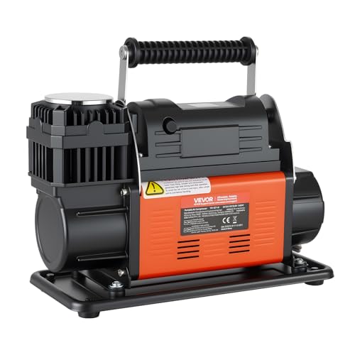 VEVOR 12V Heavy Duty Air Compressor, Auto-Stop Portable Tire Inflator with LCD Digital Display, 7.14 CFM 150PSI Offroad Air Pump with Adapters for Trucks Car SUV 4 x 4 Vehicle RV - style: 7.14 CFM Auto-Stop