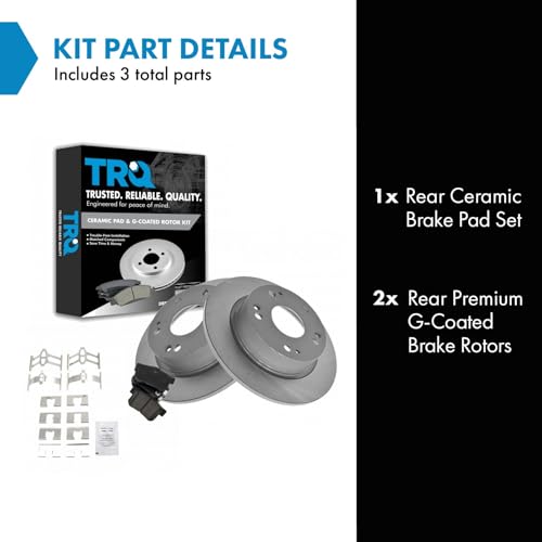 TRQ Rear Brake Pad and Rotor Set Ceramic G Coated Solid Rotors - style: BKA11326
