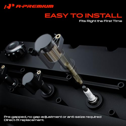 A-Premium Set of 8 Ignition Coil Pack and Iridium Spark Plugs - color: Black