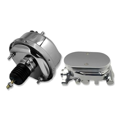 Chrome 7" Single Brake Booster & Smooth Master Cylinder 1 1/8" Bore - size: 7", style: Single Diaphragm