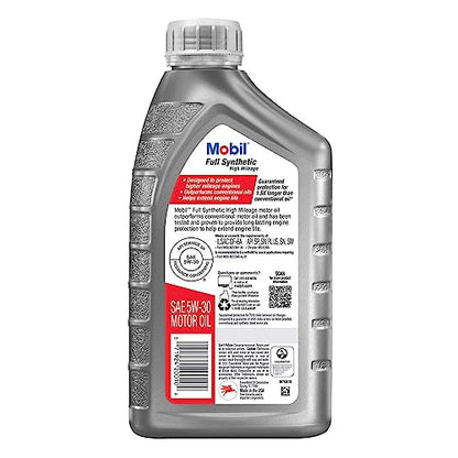 Mobil Full Synthetic High Mileage Motor Oil 5W-30, 1 Quart (Pack of 6) - size: 1 Quart (Pack of 6)