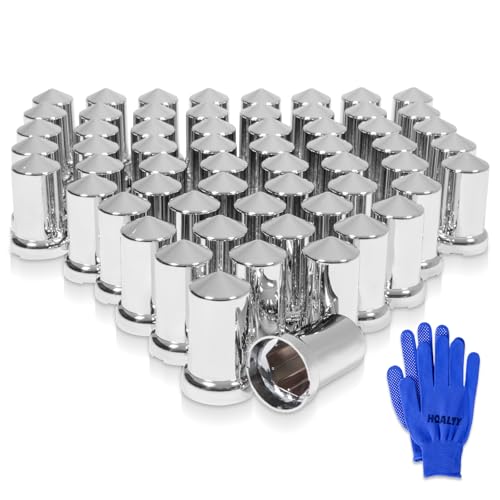 60Pcs 33mm Lug Nut Covers Bullet Flanged ABS Chrome Plastic Push-on Nut Cover Caps for Semi Trucks - color: 60 PCS