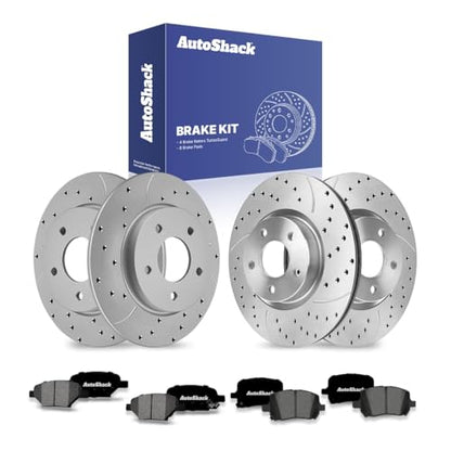 AutoShack Front & Rear Coated Rotors & Ceramic Pads for Chevy Malibu 2012 - style: TurborGuard & Pad