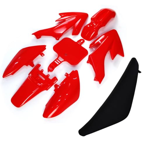 Plastics Fender Kit with Black Tall Seat for Honda CRF50 XR50 Chinese 50cc 70cc 90cc Dirt Pit Bike (Red) - color: Red