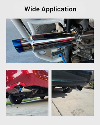 Universal 63mm Car Exhaust Mufflers 15" Length ((Multicolor, 2.5'' Inlet 3.5'' Outlet) - color: Multic, size: 2.5' in 3.5'' out
