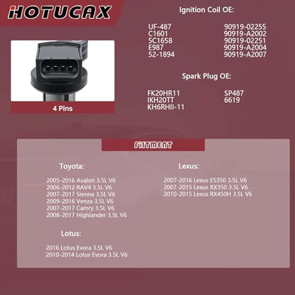 UF487 Ignition Coils & Double Iridium Spark Plugs Set, 6 Pack - size: UF487 & Spark Plugs