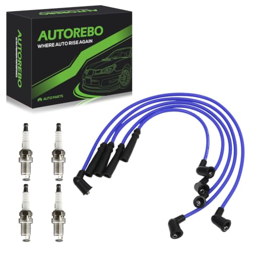 Set of 5 PCS Ignition Spark Plug Wires 671-4194 55310 9177 & 4 Iridium Spark Plugs Compatible with Nissan Axxess 1990-1995 D21 1990-1994 Pickup 1995-1997 Stanza 2.4L L4, RC-NX93 22450-86G25 22440-1S71 - size: 4194