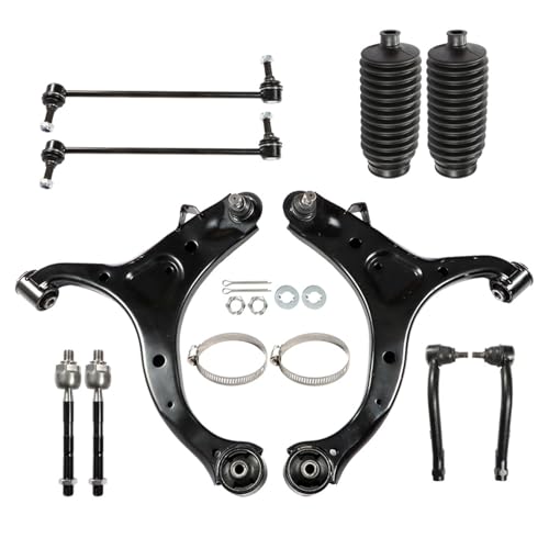 labwork 10Pcs Front Lower Control Arms Ball Joint Assembly Driver and Passenger Side Tie Rod End Sway Bar Link Kit Replacement for Santa Fe 2007-2012