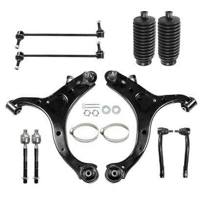 labwork 10Pcs Front Lower Control Arms Ball Joint Assembly Driver and Passenger Side Tie Rod End Sway Bar Link Kit Replacement for Santa Fe 2007-2012