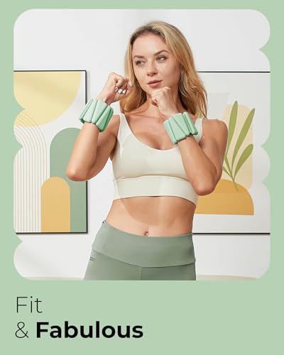 Pilates Wrist & Ankle Weights | Adjustable Weighted Bangles | 1/2/3LB Each - color: Sage, size: 1 LB