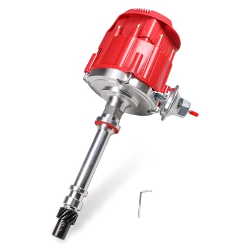 HEI Distributor Replacement For Chevy SBC BBC 283 305 307 327 350 400 small blocks 396 427 454 big blocks V8 65k Coil 7500RPM Red Cap Super Coil Racing Ignition Distributor Replace JM6500R PE350R