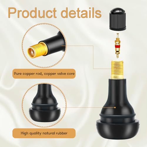 12PCS TR415 Tubeless Valve Stem Rubber Snap Valve Stem Black Standard Length Replacement Tire Valve Stem for Tubeless Rim Holes for Automotive Tires for Standard Vehicle Tires DD008-415 - size: TR415