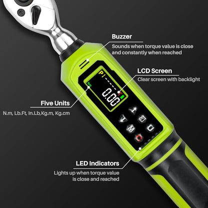 1/4" Digital Torque Wrench -0.33-22Ft.Lb for Bike Motorcycle Repair - style: 1/4" 4-266.0In.Lb Set
