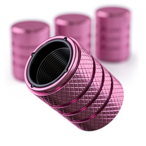 Aluminum Tire Valve Stem Caps – Anti-Rust, Premium Anodized Aluminum, Corrosion-Resistant, Easy Install, Universal Fit for Car, Truck, Bike, SUV – 1 Pack/Set of 4 (Rose Pink) - color: ROSE PINK