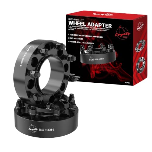Wheel Accessories Parts 2 Pcs Wheel Adapters 8 on 6.50 2.00 Thick 116.7mm Hub M14x1.5 Thread Stud Fits Adapts 2011+ Silverado Sierra 2500 3500 Wheels to 99-2010 2500 3500 Single Rear Wheels (SRW) - size: 8x6.5 to 8x180, style: 2.00" Alum (2 Pack)