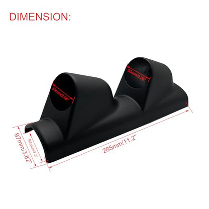 Universal Black 2" 52mm Double 2 Hole Pillar Gauge Pod Holder - size: Double