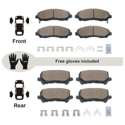 HUSCH Front & Rear Ceramic Brake Pads Fit For Honda Pilot 2016-2021 - size: D1723+D1724
