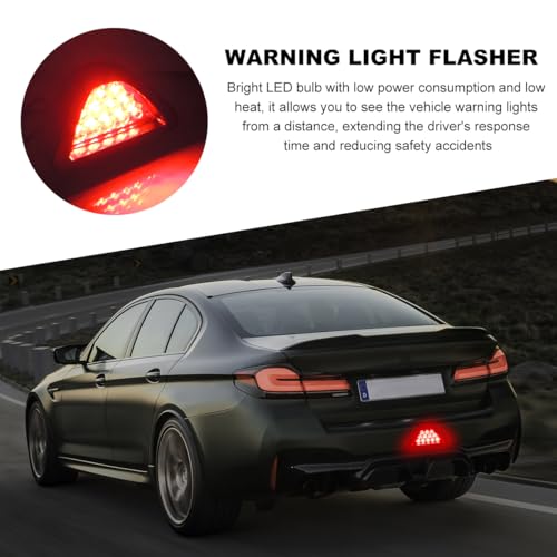 Car F1 Style Brake Light, 12V Super Bright Waterproof Triangle Rear Fog LED Lights Tail Flash Lamp, F1 Style Warning Strobe Third Stop Light for Motorcycle ATV Truck SUV (Red) - color: Red