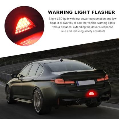 Car F1 Style Brake Light, 12V Super Bright Waterproof Triangle Rear Fog LED Lights Tail Flash Lamp, F1 Style Warning Strobe Third Stop Light for Motorcycle ATV Truck SUV (Red) - color: Red