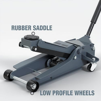 5 Ton Hydraulic Low Profile Floor Jack, Grey - color: Grey