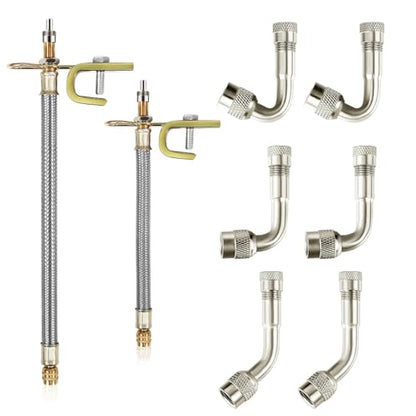8 Pieces Dual Tire Valve Extension, Brass Valve Stem Extenders 7.1", 11.8" - color: Silver