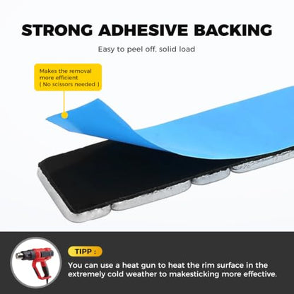 2.12oz/60g Adhesive Stick On Wheel Weights, 10 Strips, Strong Backing
