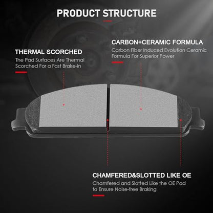 cciyu D1070 D1071 Front Rear Ceramic Brake Pads - size: Front[D1070] + Rear[D1071]