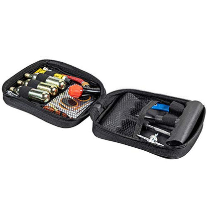 Pit Posse PP3167 Motorcycle Tire Repair Kit with Co2 Inflator and Cartridges for Tube and Tubeless Tires, Emergency Roadside Kit, Flat Tire Accessories for Easy Repair