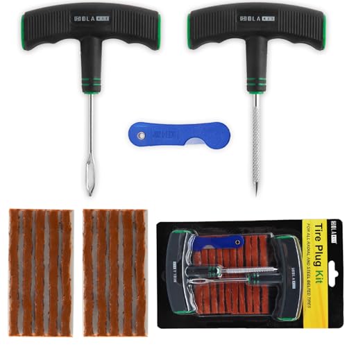 HolaKit 13-Piece Tire Plug Kit with T-Handle Tools and Vulcanizing Plugs